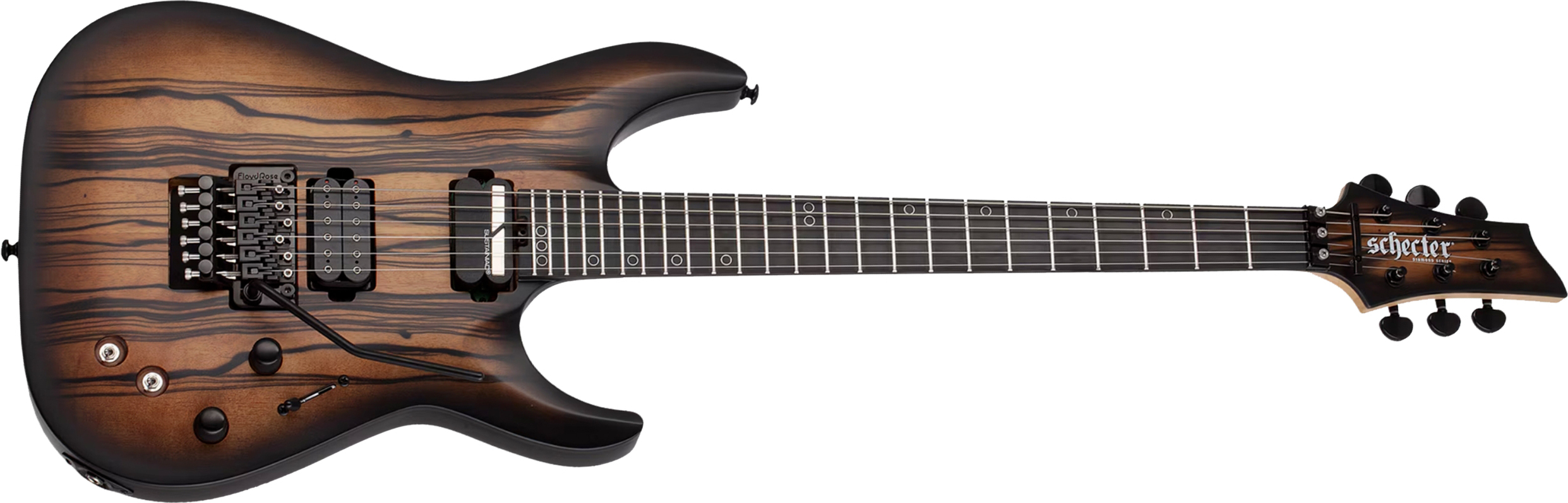 Schecter C1 Fr-s Pale Moon 2h Sustainac Fr Ric - Natural Satin Black Burst - E-Gitarre in Str-Form - Main picture