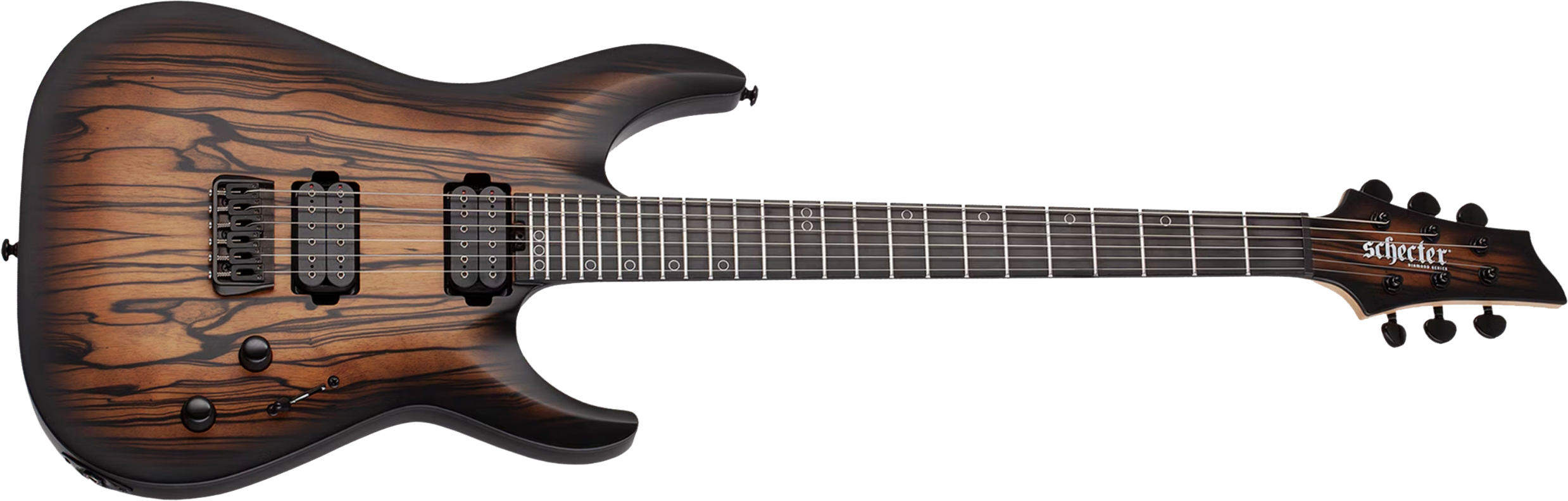 Schecter C1 Pale Moon 2h Ht Ric - Natural Satin Black Burst - E-Gitarre in Str-Form - Main picture