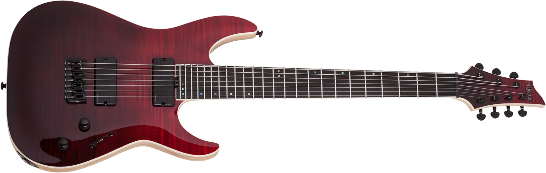 Schecter C7 Sls Elite 7c Baryton 2h Fishman Fluence Ht Eb - Blood Burst - Bariton E-Gitarre - Main picture