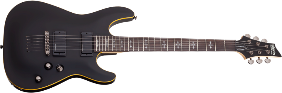 Schecter Demon-6 2h Ht Rw - Aged Black Satin - E-Gitarre in Str-Form - Main picture