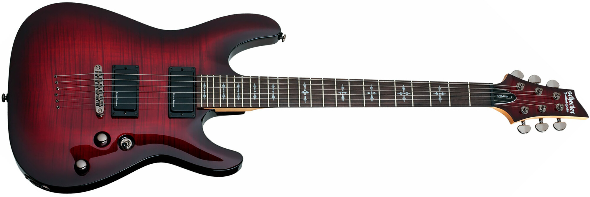 Schecter Demon-6 2h Ht Rw - Crimson Red Burst - E-Gitarre in Str-Form - Main picture