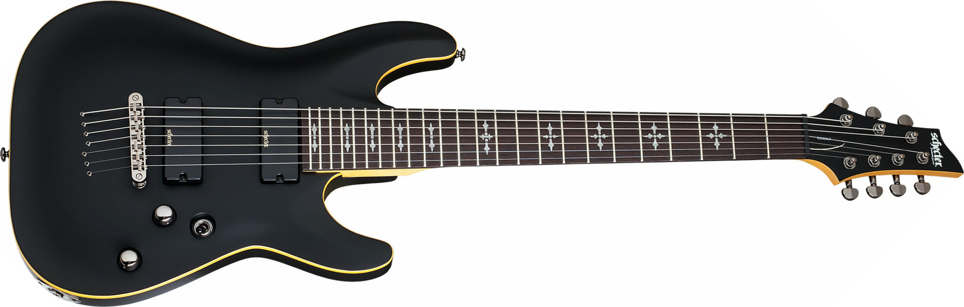 Schecter Demon-7 7c 2h Ht Wen - Aged Black Satin - 7-saitige E-Gitarre - Main picture