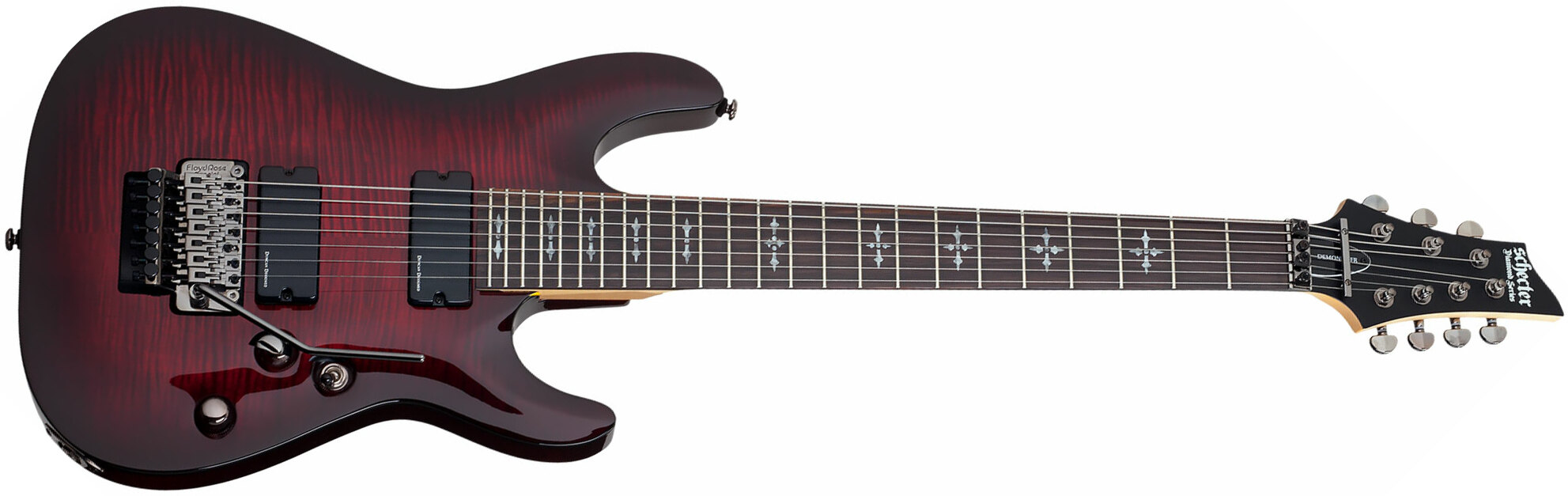 Schecter Demon-7 Fr 2h Wen - Crimson Red Burst - 7-saitige E-Gitarre - Main picture