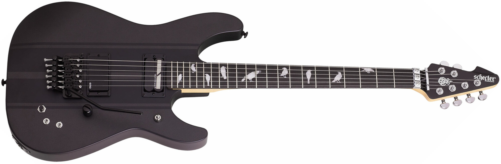 Schecter Dj Ashba Signature 2h Emg Sustainiac Fr Eb - Carbon Grey - E-Gitarre in Str-Form - Main picture