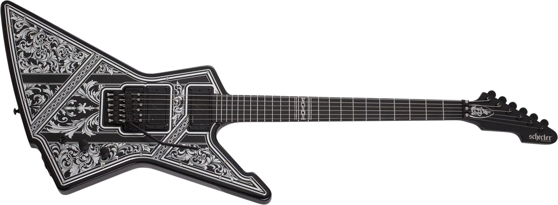 Schecter E1 Pryzm Palladium 2h Fishman Fluence Modern Fr Eb - Gloss Black - 7-saitige E-Gitarre - Main picture