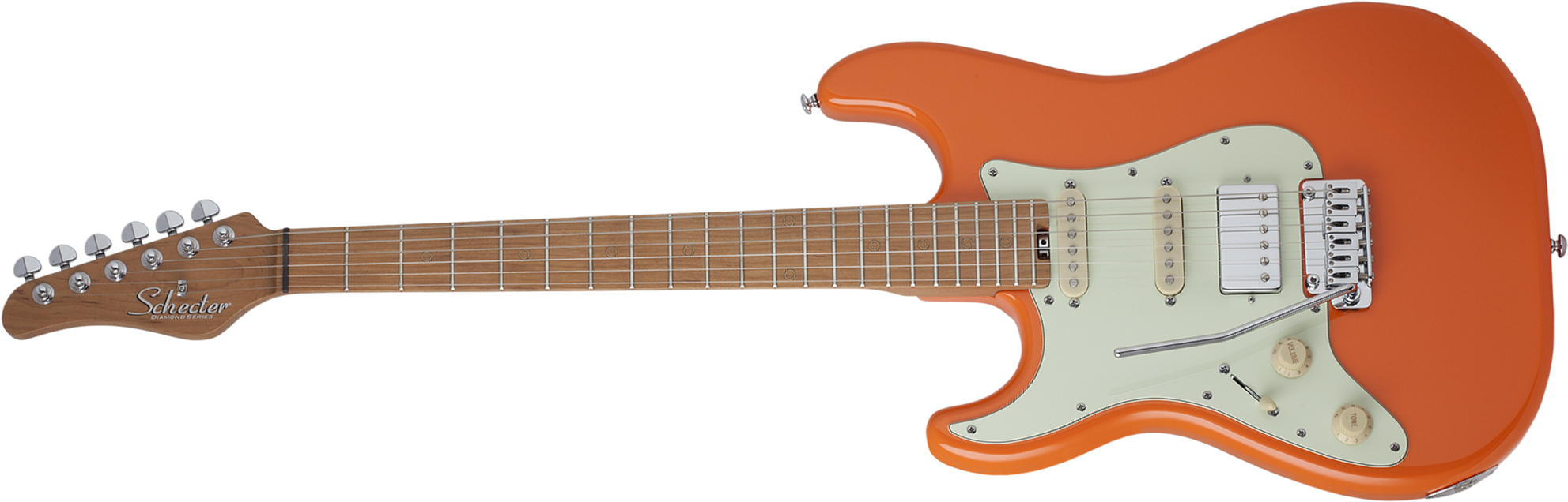 Schecter Nick Johnston Traditional Lh Gaucher Hss Trem Mn - Atomic Orange - E-Gitarre für Linkshänder - Main picture