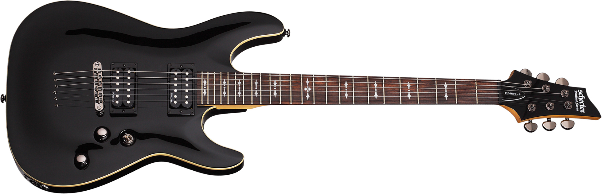 Schecter Omen-6 2h Ht Rw - Black - E-Gitarre in Str-Form - Main picture