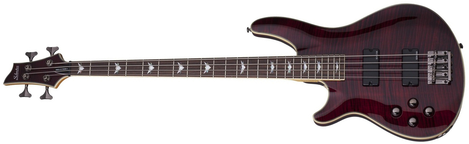 Schecter Omen Extreme-4 Lh Gaucher Active Rw - Black Cherry - Solidbody E-bass - Main picture