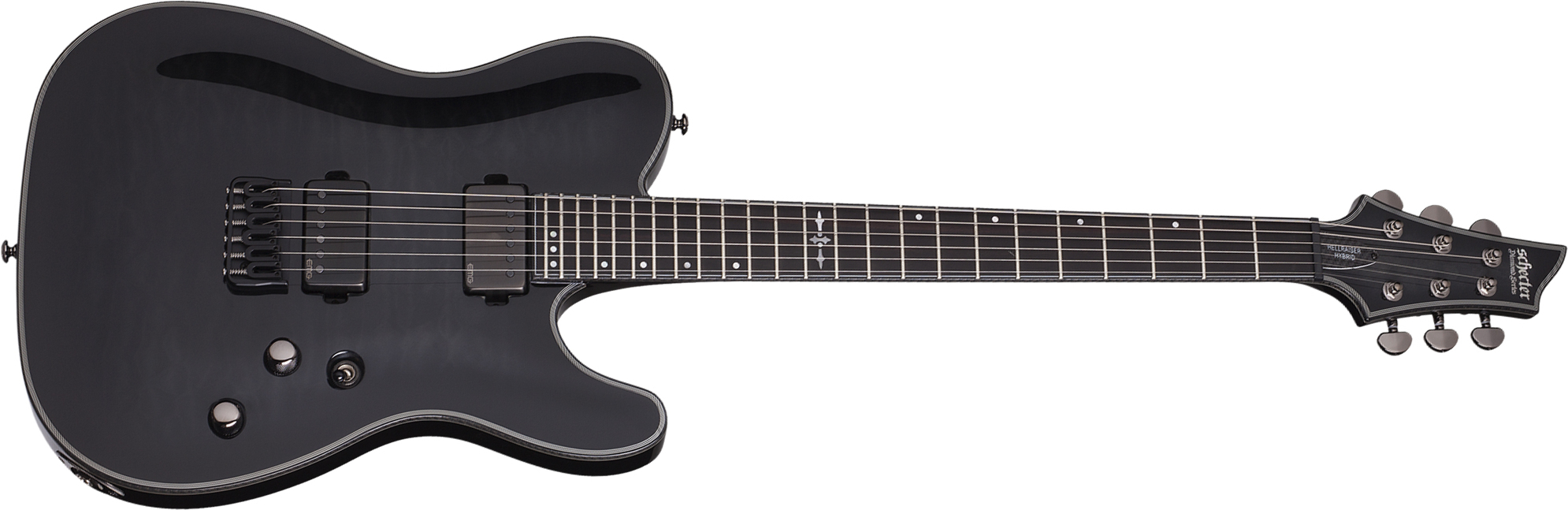 Schecter Pt Hellraiser Hybrid 2h Emg Ht Eb - Transp. Black Burst - E-Gitarre in Teleform - Main picture