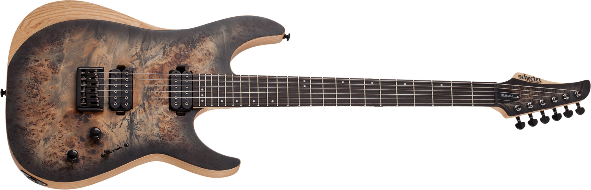 Schecter Reaper-6 2h Ht Eb - Satin Charcoal Burst - E-Gitarre in Str-Form - Main picture