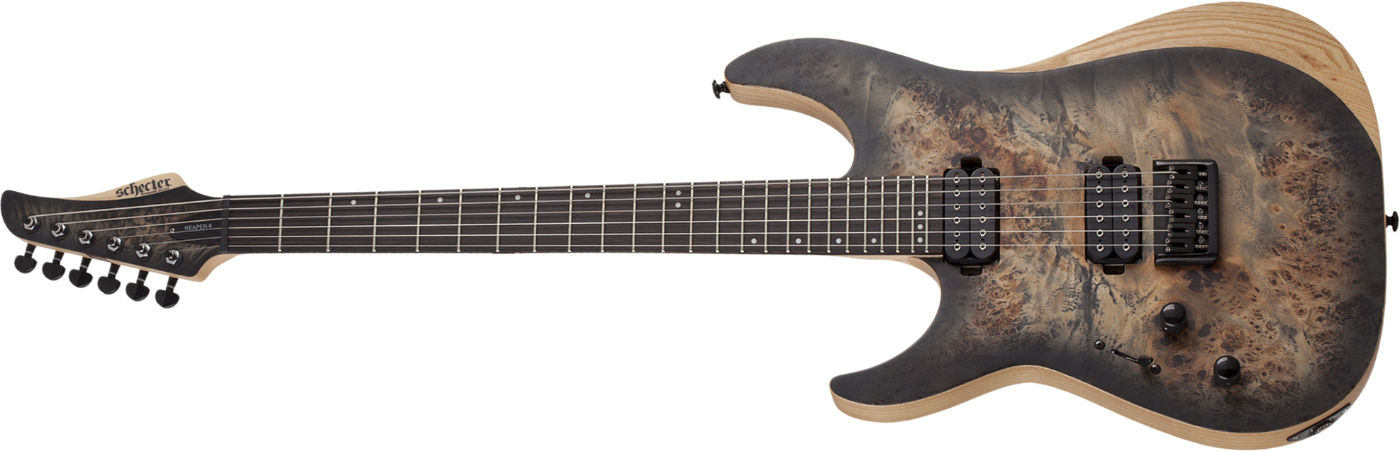 Schecter Reaper-6 Lh Gaucher 2h Ht Eb - Satin Charcoal Burst - E-Gitarre für Linkshänder - Main picture