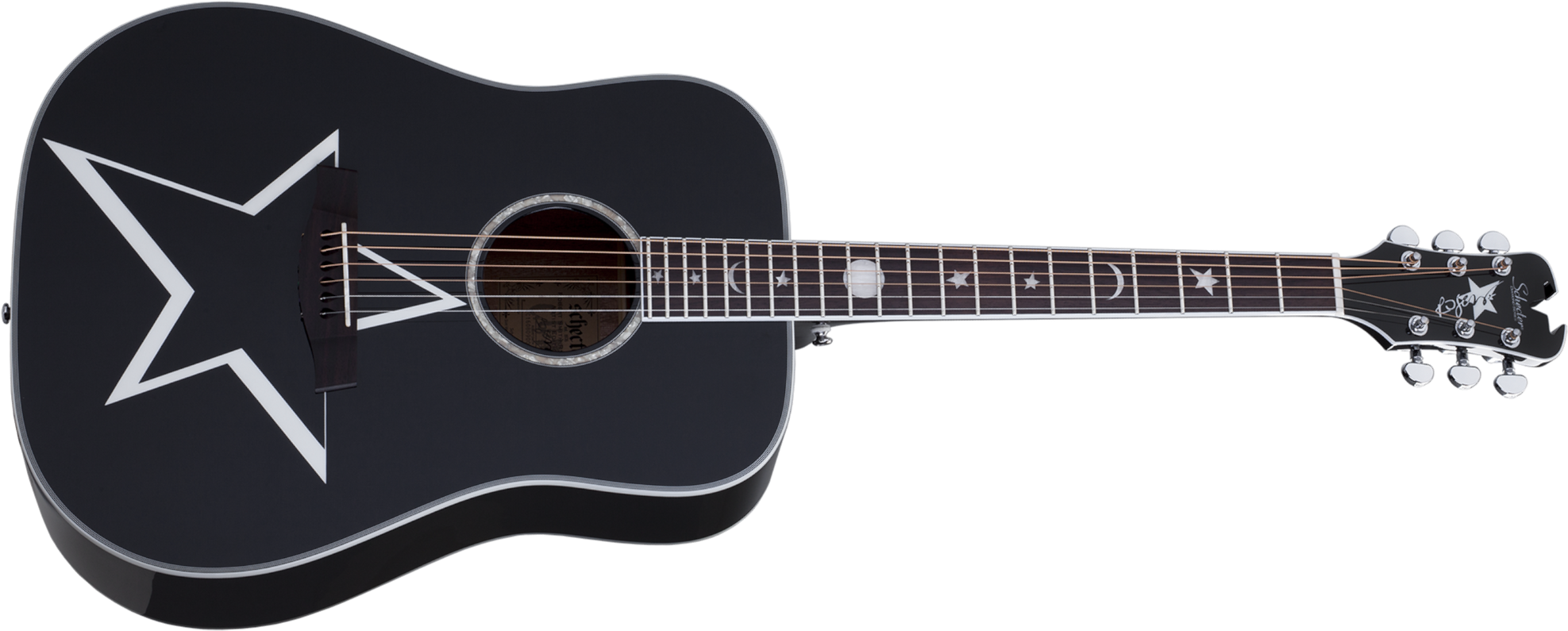 Schecter Robert Smith Rs-1000 Busker Dreadnought Tout Acajou Rw - Black - Westerngitarre & electro - Main picture