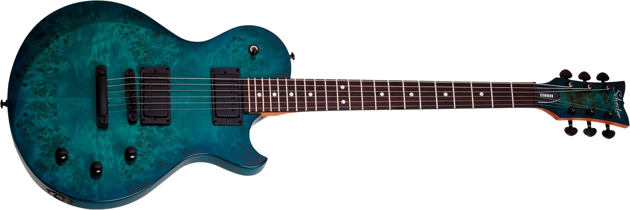 Schecter Solo-ii Standard 2h Ht Rw - Ocean Blue Burst Burl - Single-Cut-E-Gitarre - Main picture
