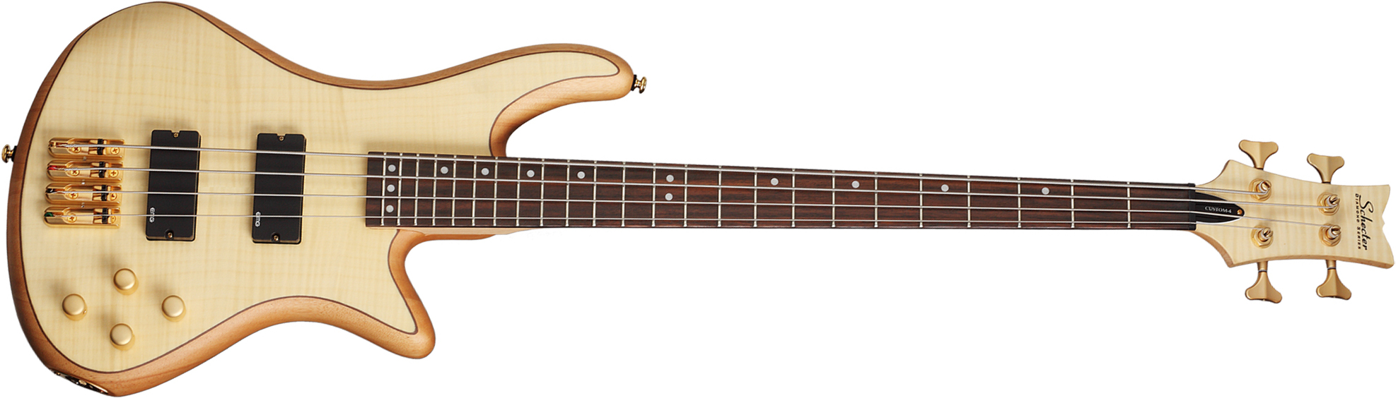 Schecter Stiletto Custom-4 Active Emg Rw - Natural Satin - Solidbody E-bass - Main picture