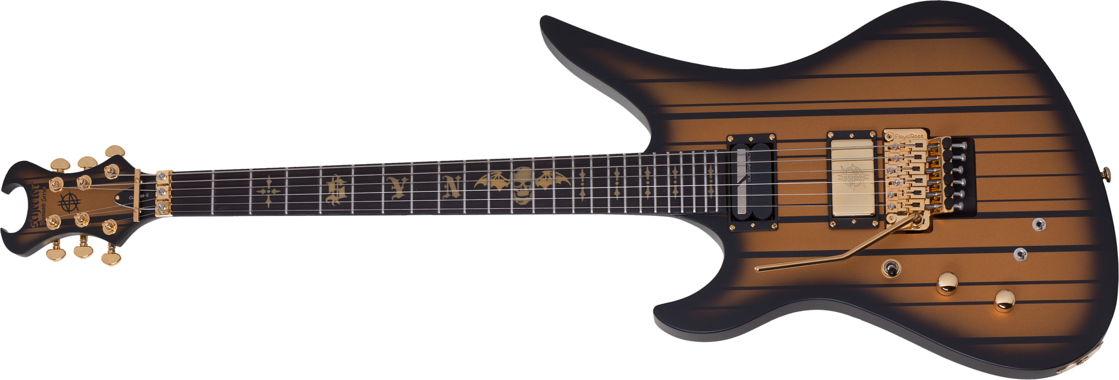 Schecter Synyster Custom-s Lh Signature Gaucher 2h Sustainiac Fr Eb - Satin Gold Burst - E-Gitarre für Linkshänder - Main picture