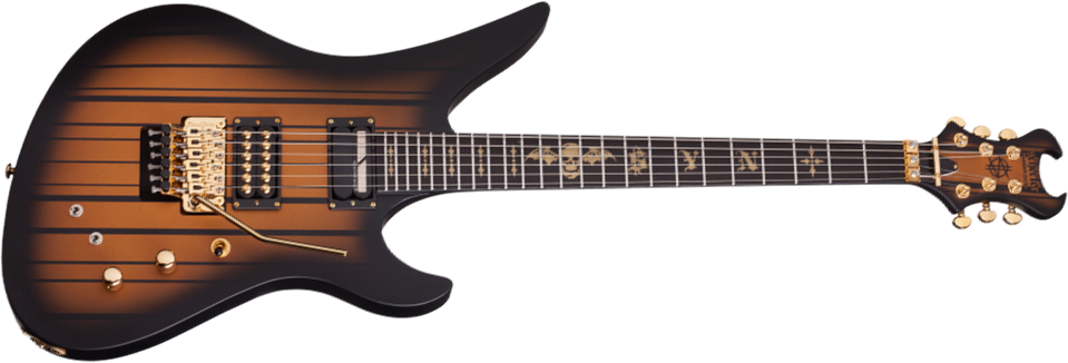 Schecter Synyster Custom-s Signature 2h Seymour Duncan Sustainiac Fr Eb - Satin Gold Burst - E-Gitarre in Str-Form - Main picture