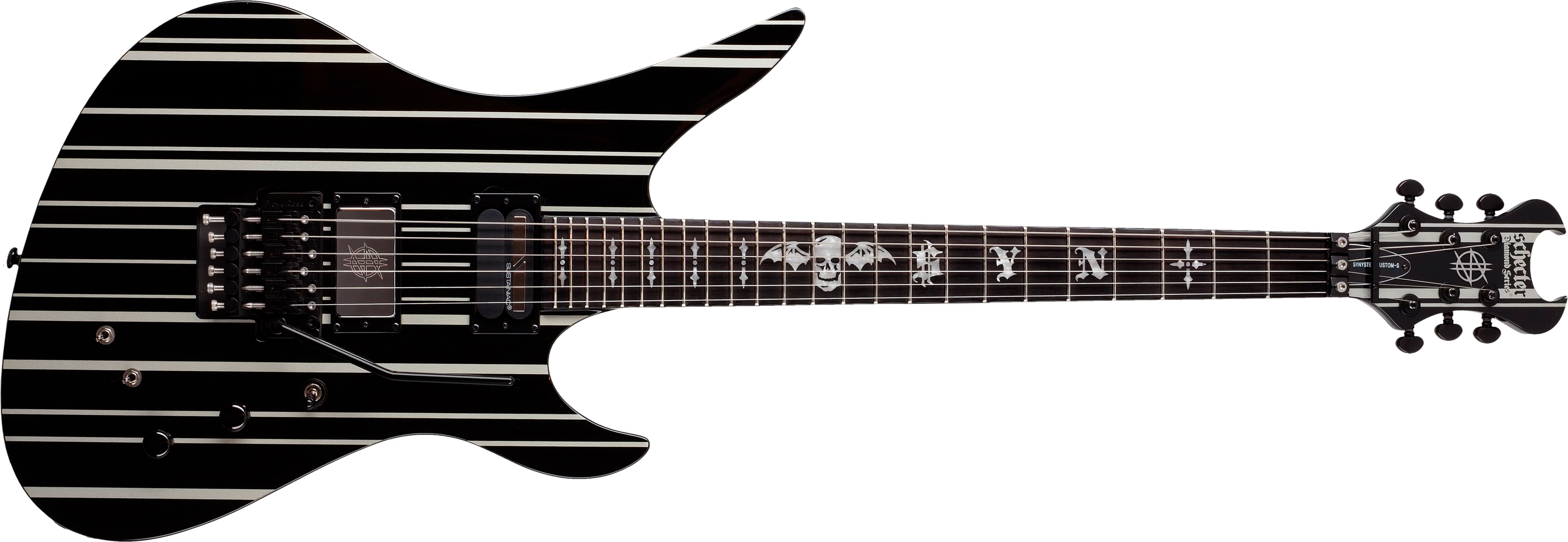 Schecter Synyster Custom-s Signature 2h Sustainiac Fr Eb - Black Silver - E-Gitarre in Str-Form - Main picture