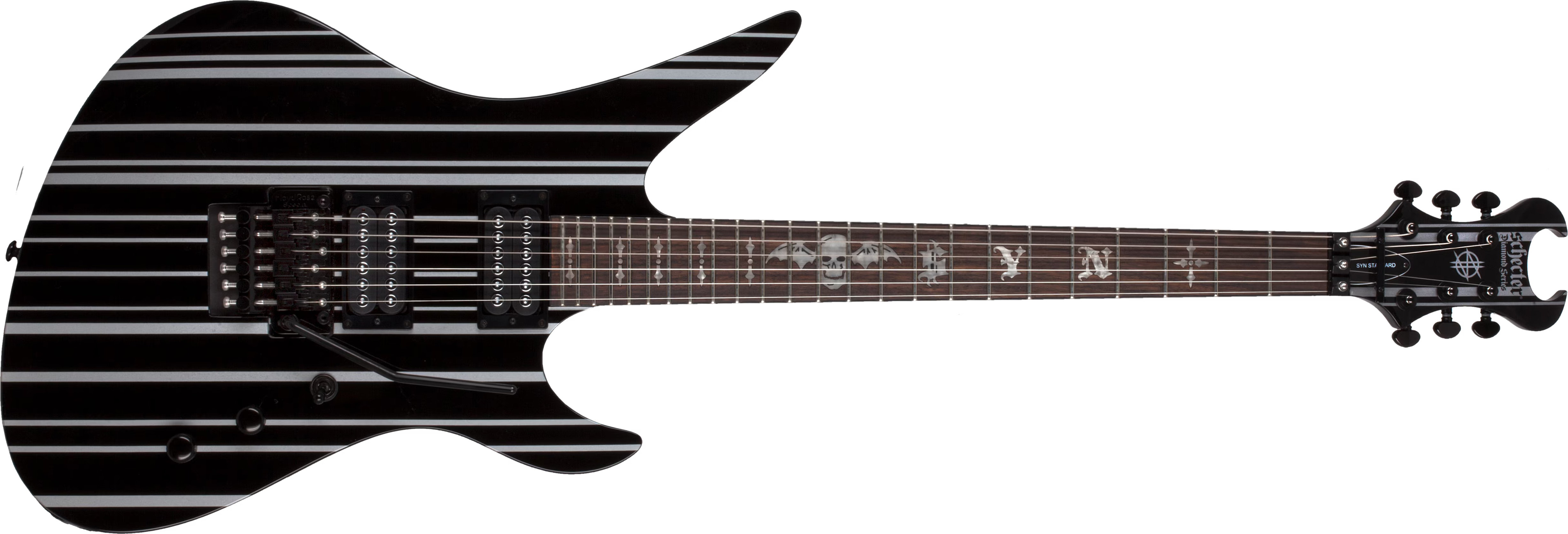 Schecter Synyster Standard Signature 2h Fr Eb - Gloss Black With Silver Pinstripes - Signature-E-Gitarre - Main picture