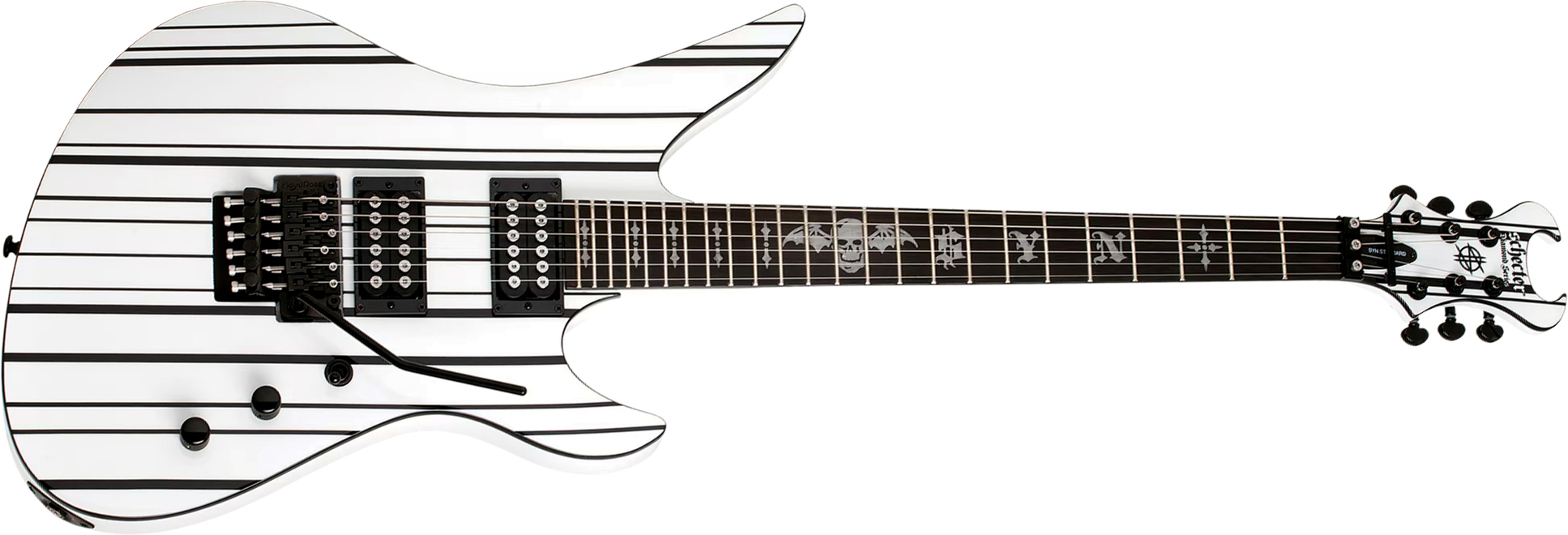 Schecter Synyster Standard Signature 2h Fr Eb - Gloss White With Black Pinstripes - Signature-E-Gitarre - Main picture