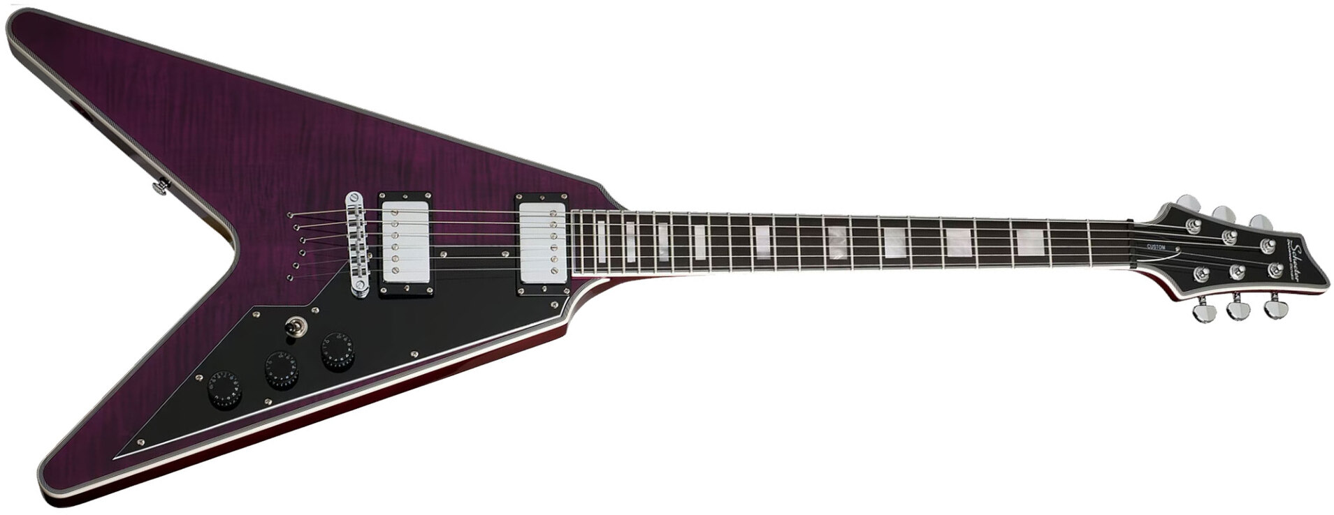 Schecter V1 Custom 2h Ht Eb - Trans Purple - E-Gitarre aus Metall - Main picture