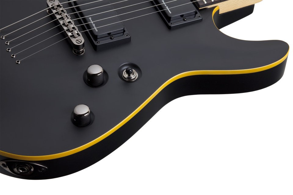 Schecter Demon-6 2h Ht Rw - Aged Black Satin - E-Gitarre in Str-Form - Variation 5