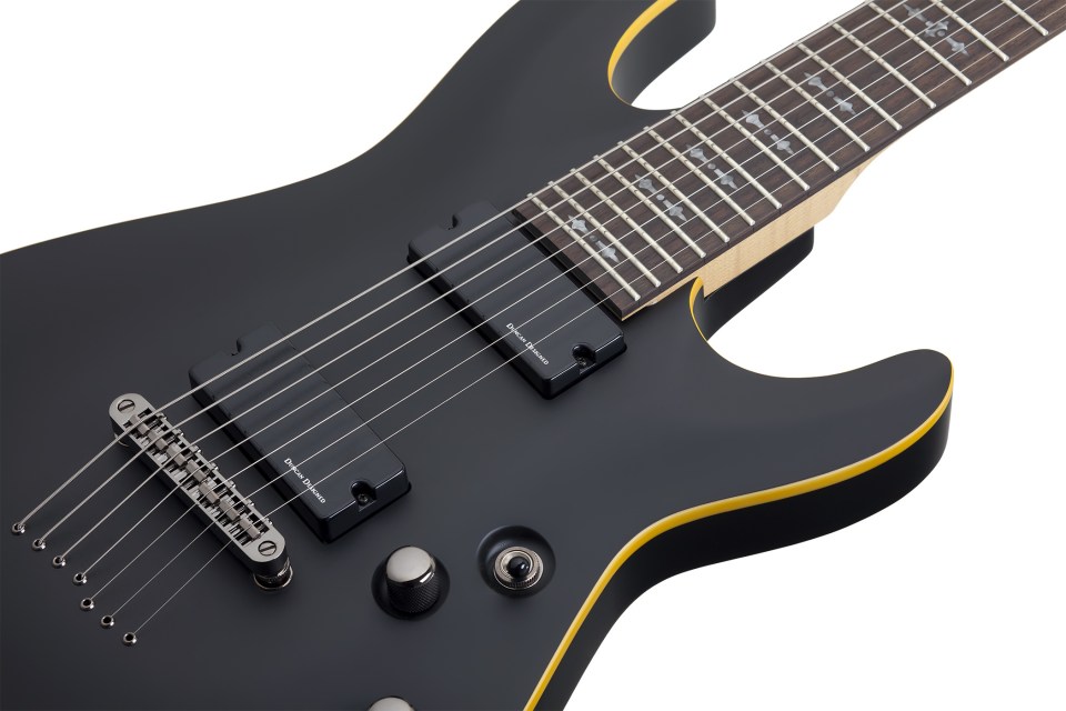 Schecter Demon-7 7c 2h Ht Wen - Aged Black Satin - 7-saitige E-Gitarre - Variation 2