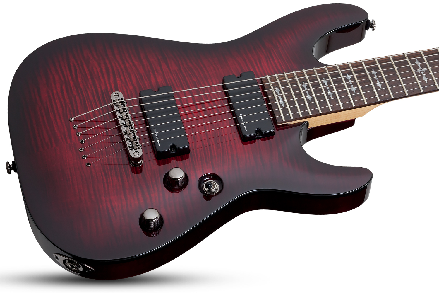 Schecter Demon-7 7c 2h Ht Wen - Crimson Red Burst - 7-saitige E-Gitarre - Variation 1