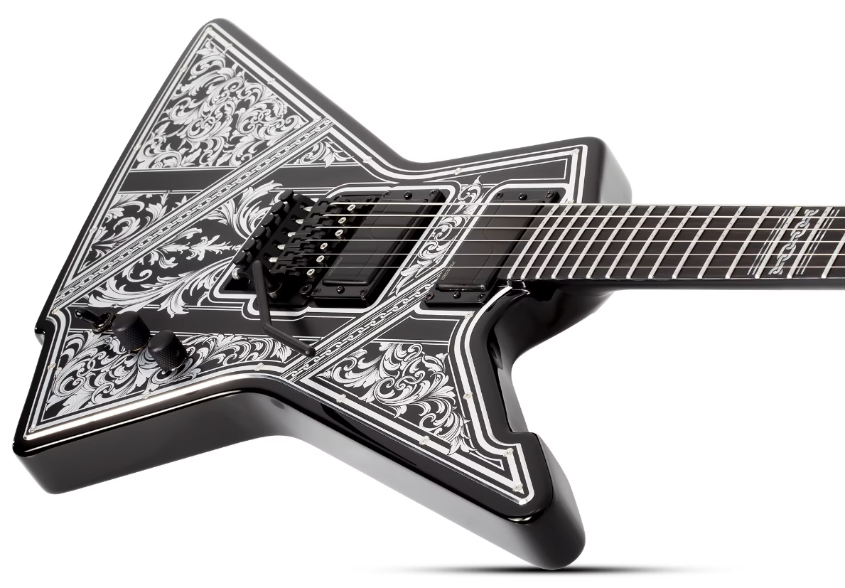 Schecter E1 Pryzm Palladium 2h Fishman Fluence Modern Fr Eb - Gloss Black - 7-saitige E-Gitarre - Variation 2