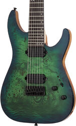 7-saitige e-gitarre Schecter C-7 Pro - Aqua burst