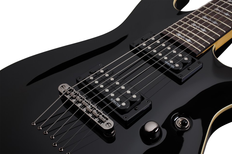 Schecter Omen-7 Lh Gaucher 2h Ht Rw - Black - E-Gitarre für Linkshänder - Variation 1