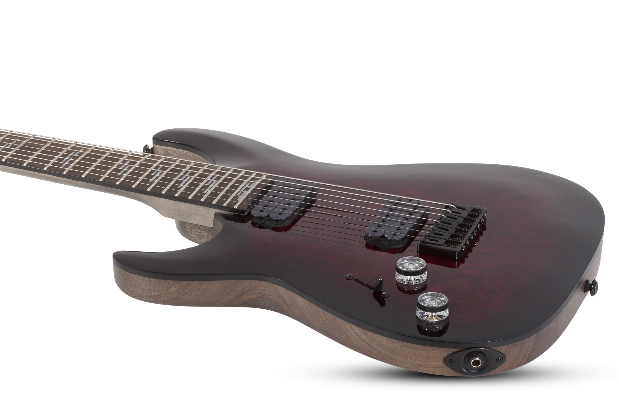 Schecter Omen Elite-7 7c Baryton Lh Gaucher 2h Ht Rw - Black Cherry Burst - E-Gitarre für Linkshänder - Variation 1