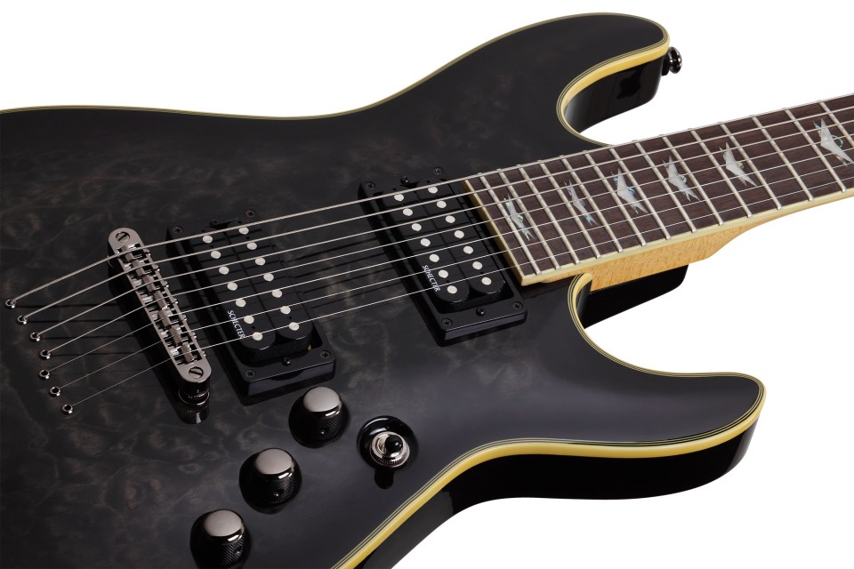 Schecter Omen Extreme-7 7c 2h Ht Rw - See-thru Black Gloss - 7-saitige E-Gitarre - Variation 3