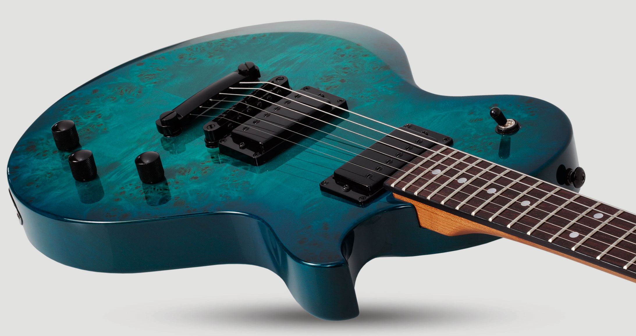 Schecter Solo-ii Standard 2h Ht Rw - Ocean Blue Burst Burl - Single-Cut-E-Gitarre - Variation 3