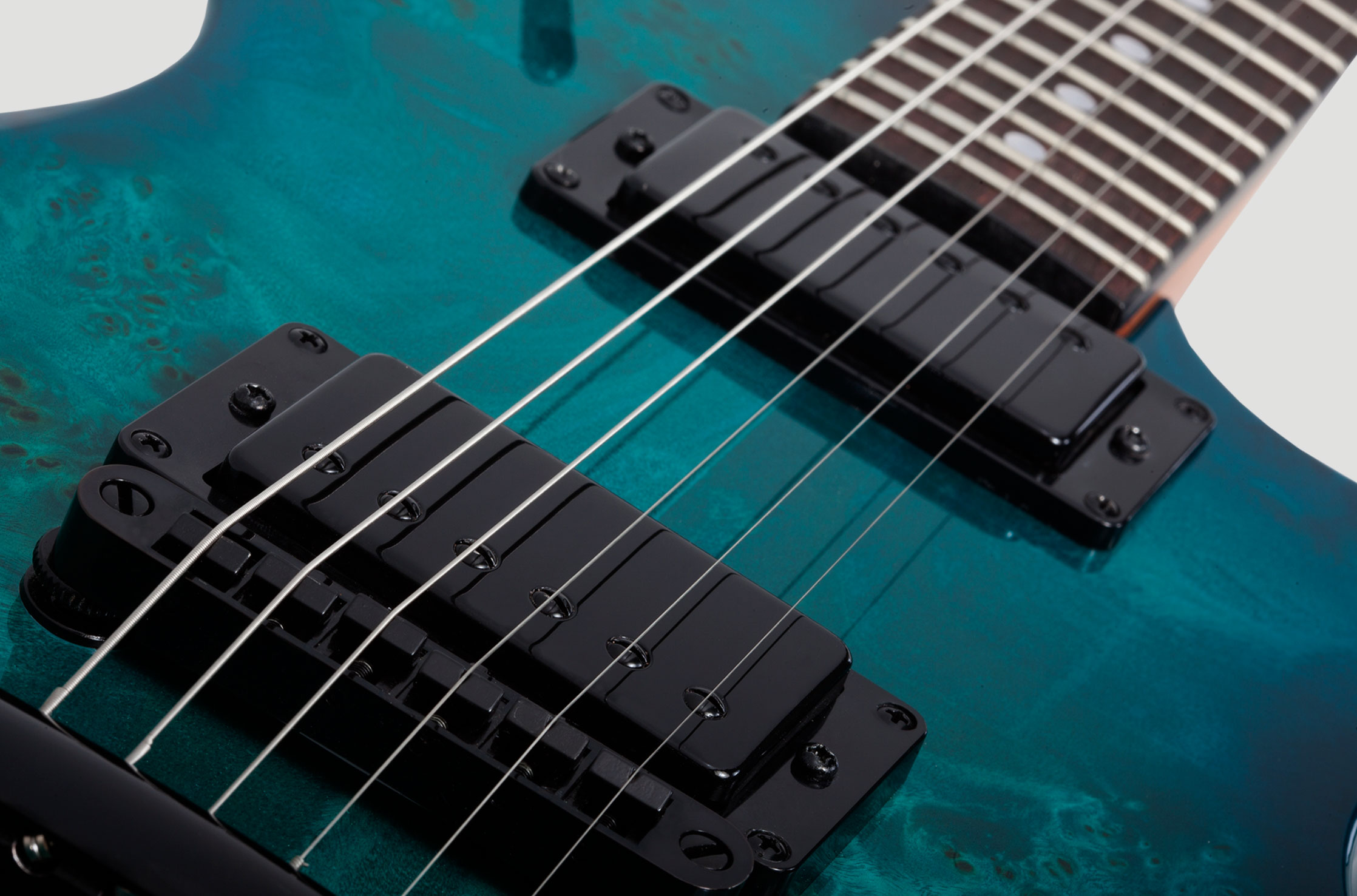 Schecter Solo-ii Standard 2h Ht Rw - Ocean Blue Burst Burl - Single-Cut-E-Gitarre - Variation 6