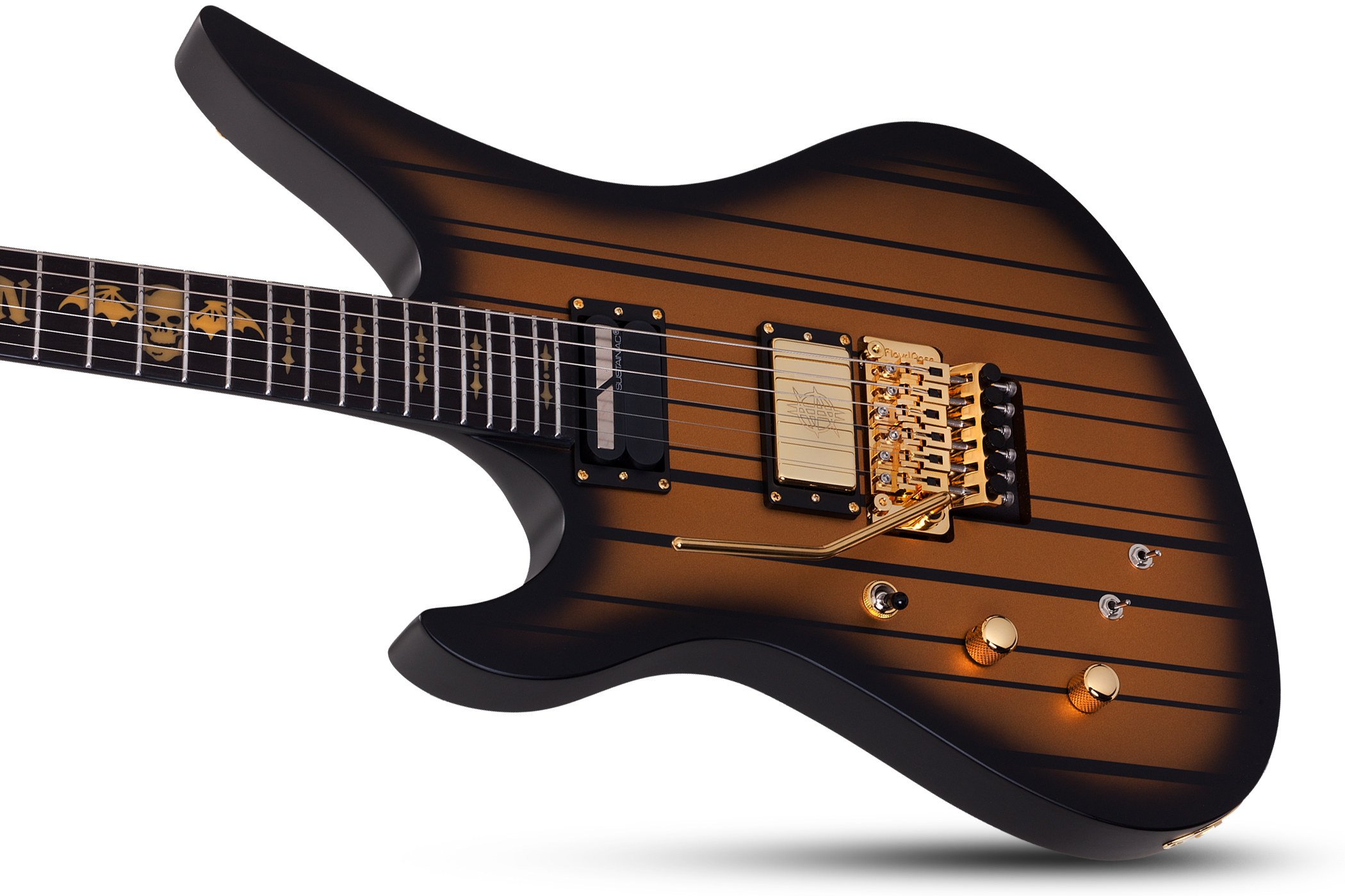 Schecter Synyster Custom-s Lh Signature Gaucher 2h Sustainiac Fr Eb - Satin Gold Burst - E-Gitarre für Linkshänder - Variation 2