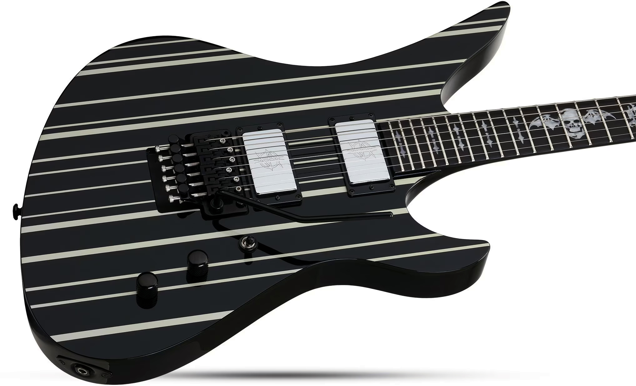 Schecter Synyster Custom Signature 2h Fr Eb - Gloss Black With Silver Pinstripes - Signature-E-Gitarre - Variation 1
