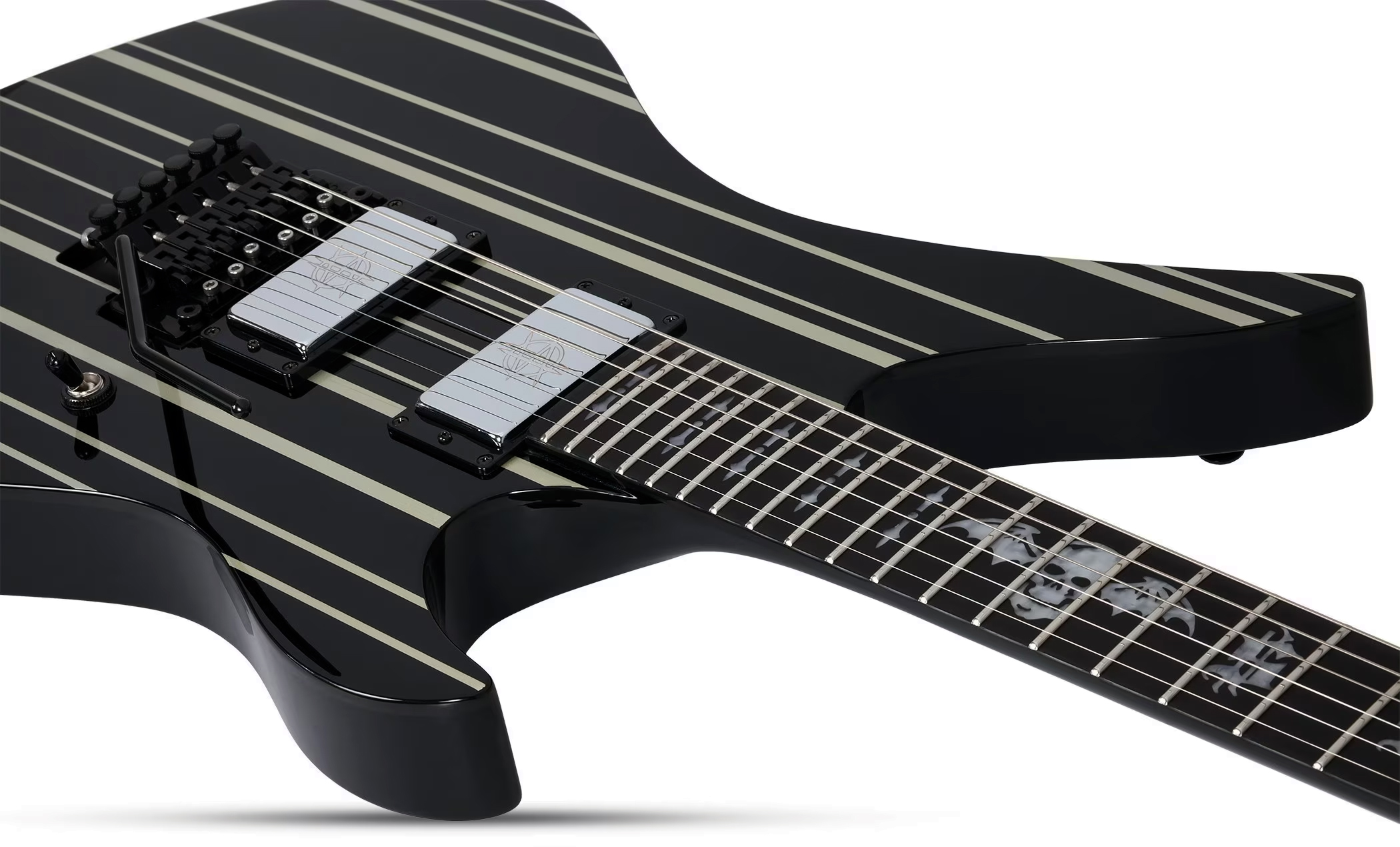 Schecter Synyster Custom Signature 2h Fr Eb - Gloss Black With Silver Pinstripes - Signature-E-Gitarre - Variation 2