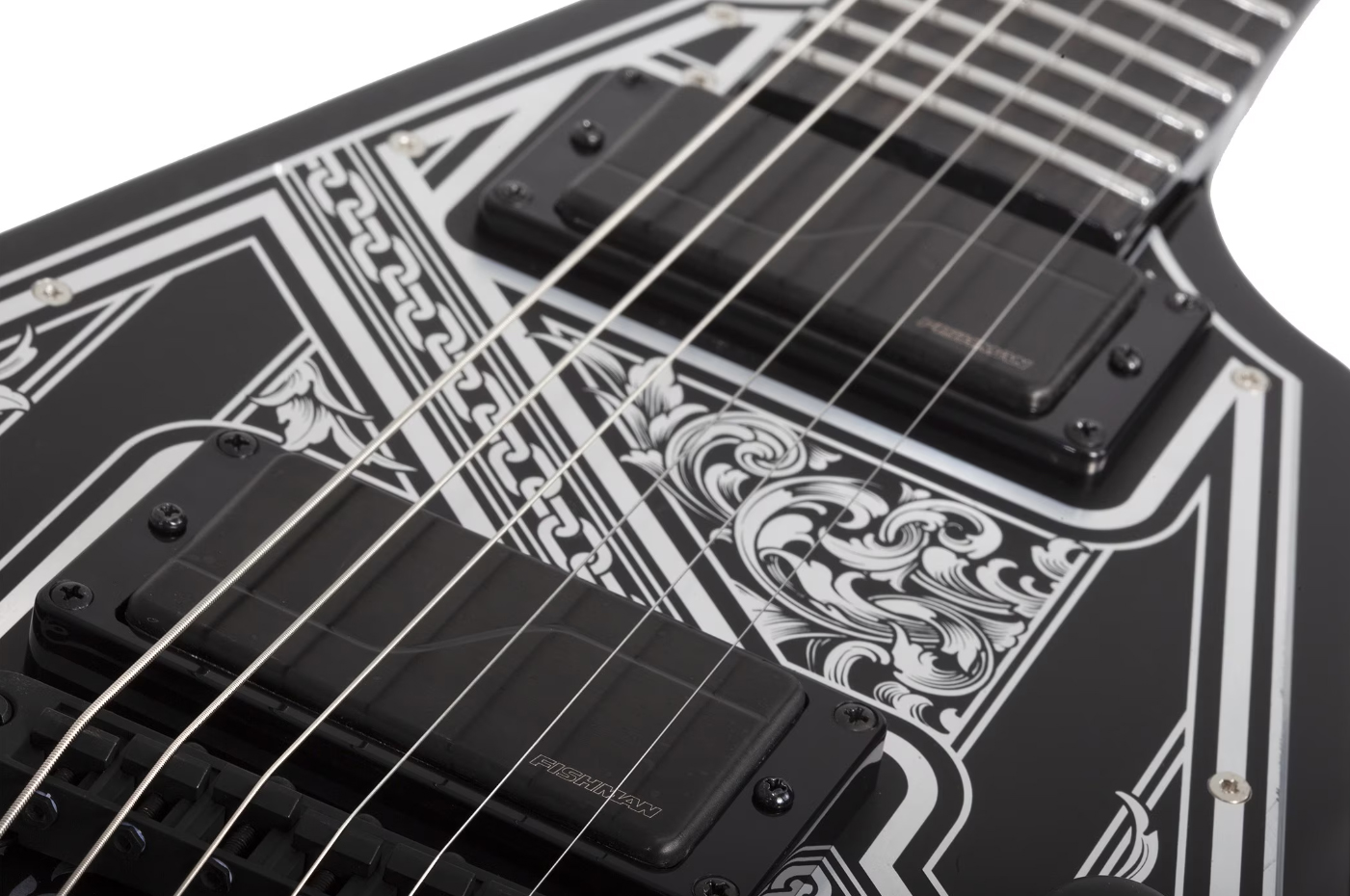 Schecter V1 Pryzm Palladium 2h Fishman Fluence Modern Eb - Gloss Black - E-Gitarre aus Metall - Variation 1