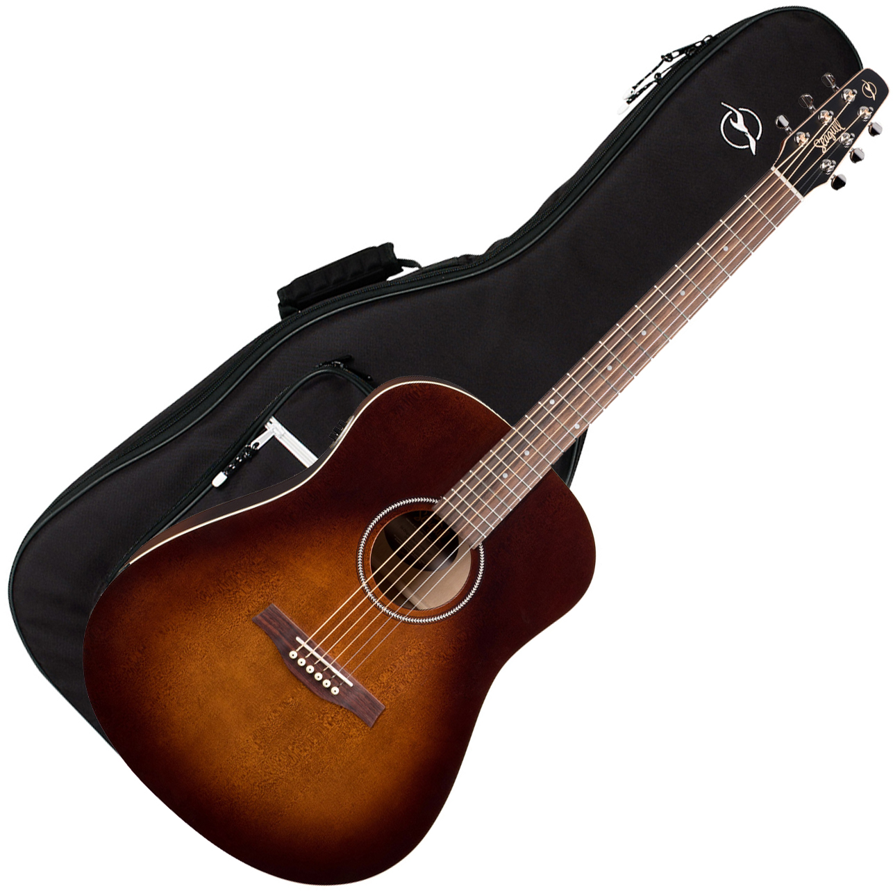 Seagull S6 Original Qit 2019 Dreadnought Cedre Merisier +housse - Burnt Umber - Elektroakustische Gitarre - Variation 1