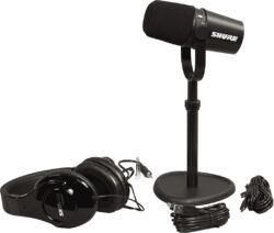 Mikrofon set mit ständer Shure PACK MV7-K + Tkm 23230 + SRH240A-BK