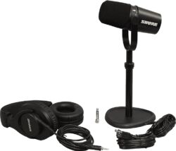 Mikrofon set mit ständer Shure Pack MV7-K + TKM 23230 + SRH440A-EFS