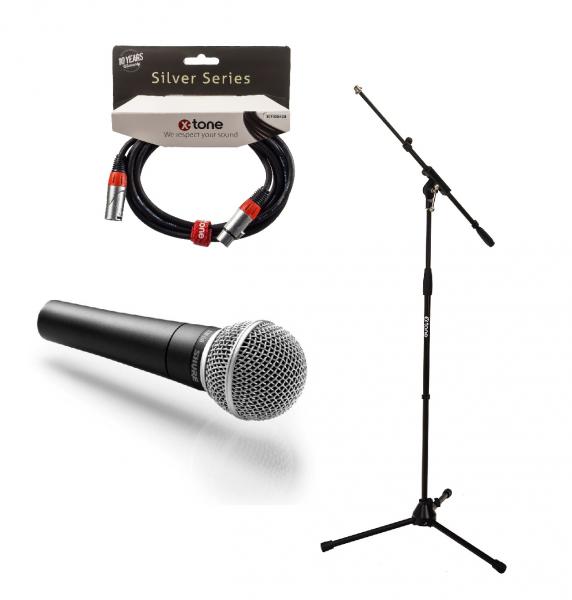 Mikrofon set mit ständer Shure SM58 + Pied perche X-tone  + Câble XLR 3M