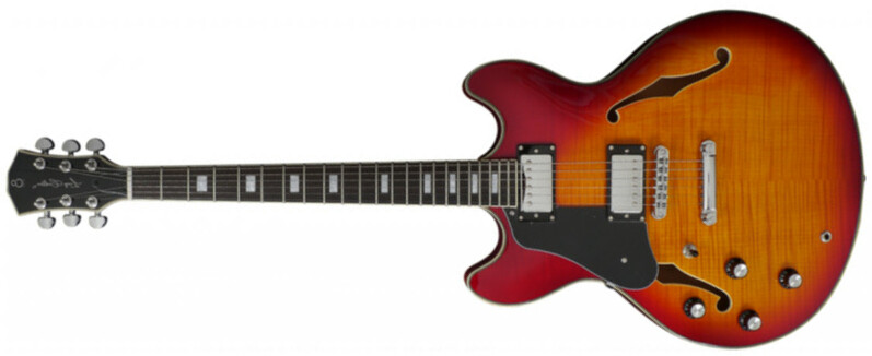 Sire Larry Carlton H7 Gaucher Signature Ht Hh Eb - Cherry Sunburst - Semi-Hollow E-Gitarre - Main picture