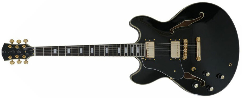 Sire Larry Carlton H7 Lh Signature Gaucher 2h Ht Eb - Black - Semi-Hollow E-Gitarre - Main picture