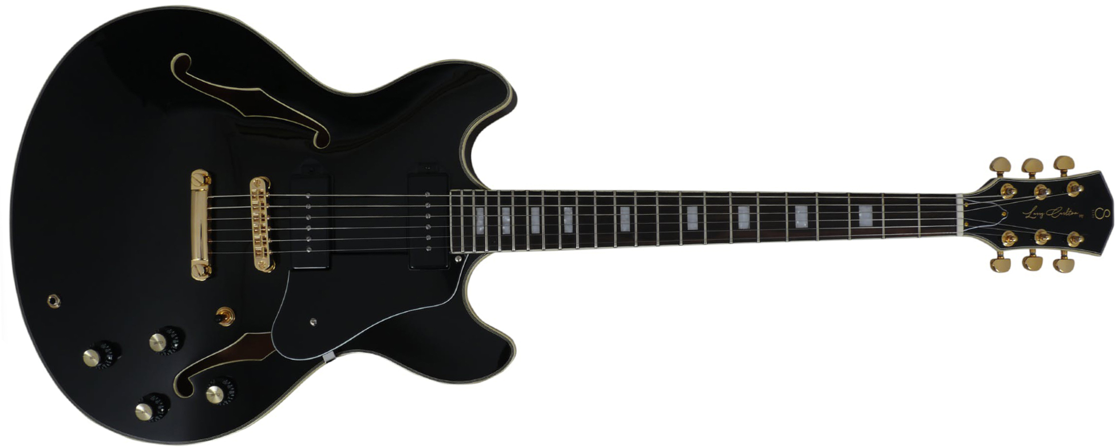 Sire Larry Carlton H7v Signature 2s P90 Ht Eb - Black - Semi-Hollow E-Gitarre - Main picture