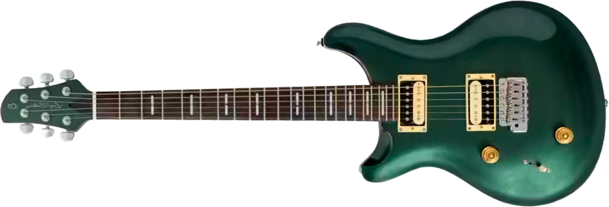 Sire Larry Carlton Q7 Lh Gaucher 2h Trem Eb - Metallic Green - Double Cut E-Gitarre - Main picture