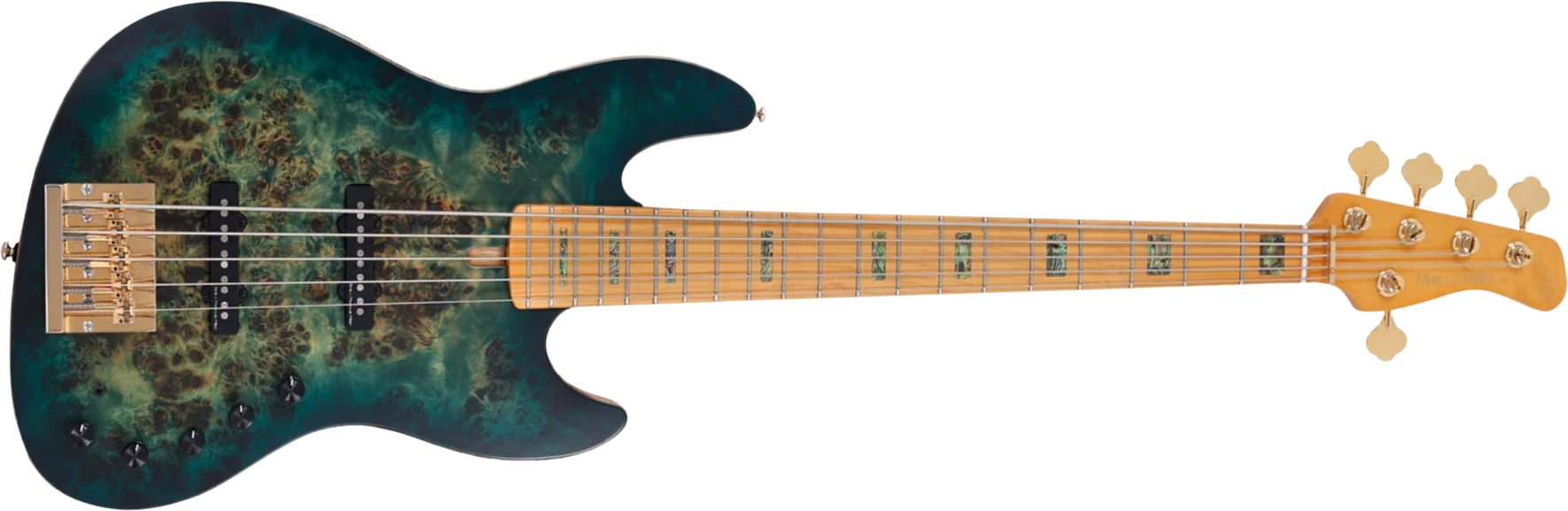 Sire Marcus Miller V10 5st 2nd Gen. 5c Active Mn - Transparent Green Satin - Solidbody E-bass - Main picture