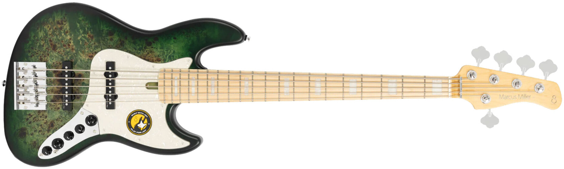 Sire Marcus Miller V7 Ash Reissue 5st 5c Active Mn - Trans Green Satin - Solidbody E-bass - Main picture