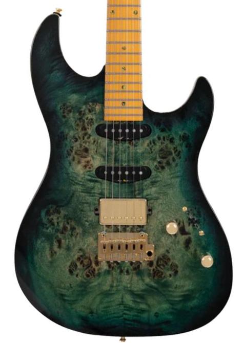 E-gitarre in str-form Sire Larry Carlton S10 HSS - Transparent green