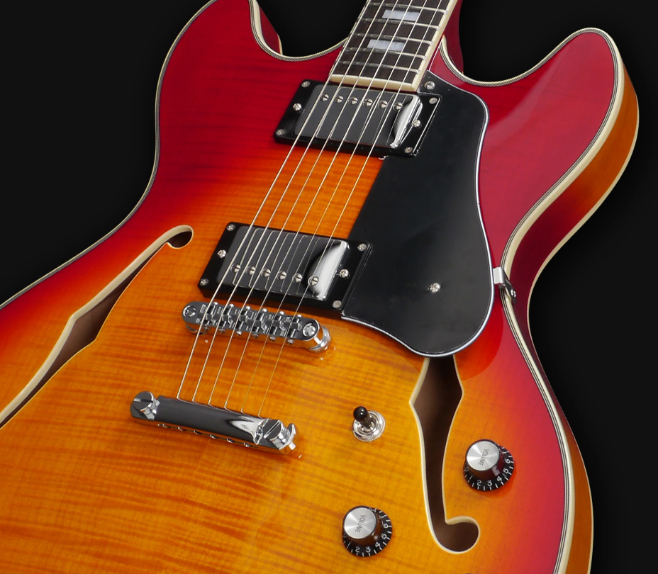 Sire Larry Carlton H7 Signature Ht Hh Eb - Cherry Sunburst - Semi-Hollow E-Gitarre - Variation 1